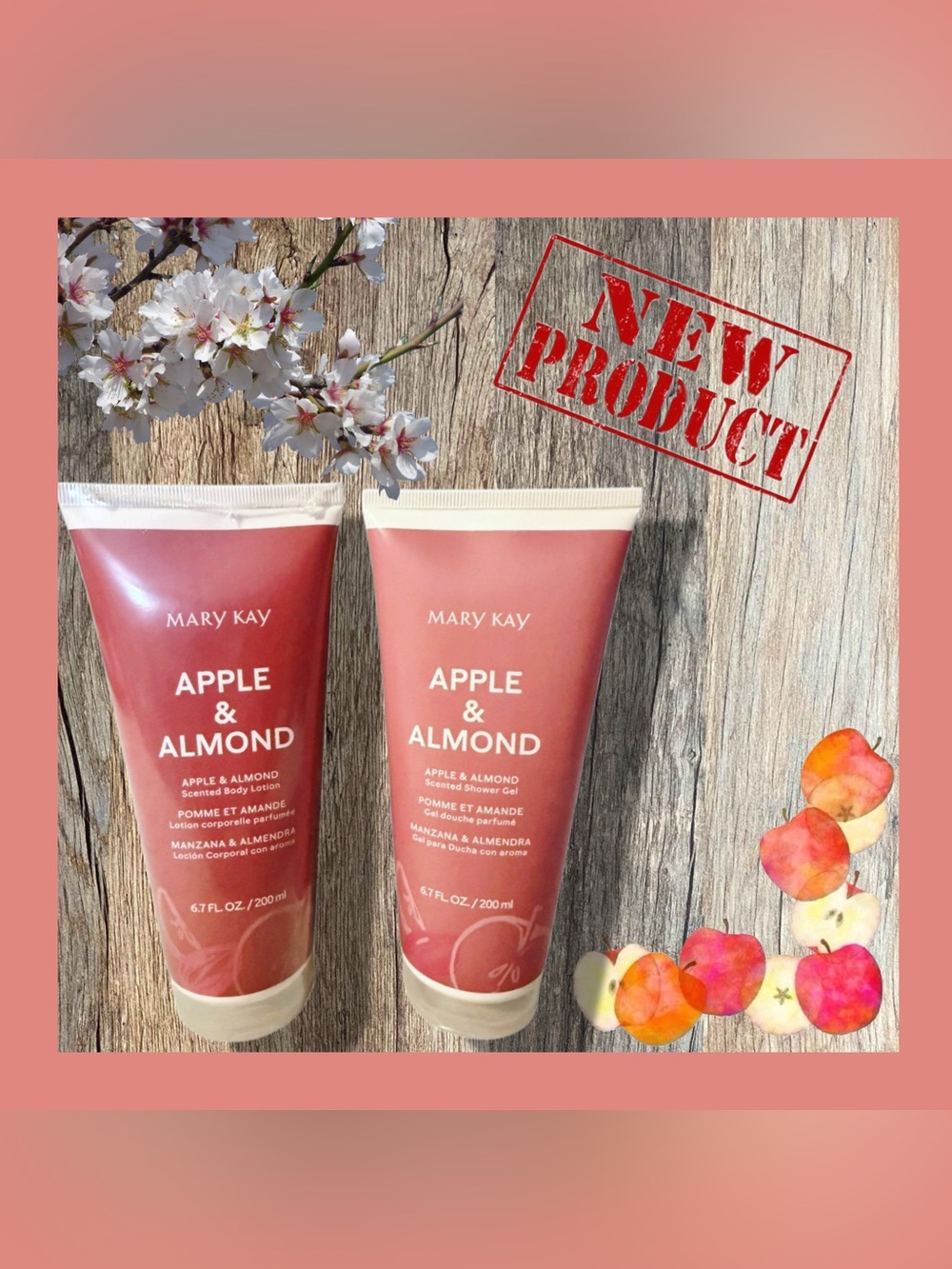 🌸🍎 NEW Mary Kay Apple & Almond Shower Gel & Body Lotion Set 🍎🌸